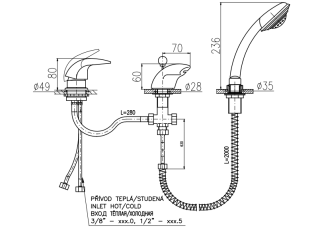 Смеситель на борт ванны Rav Slezak Dunaj D470.5SZ золото